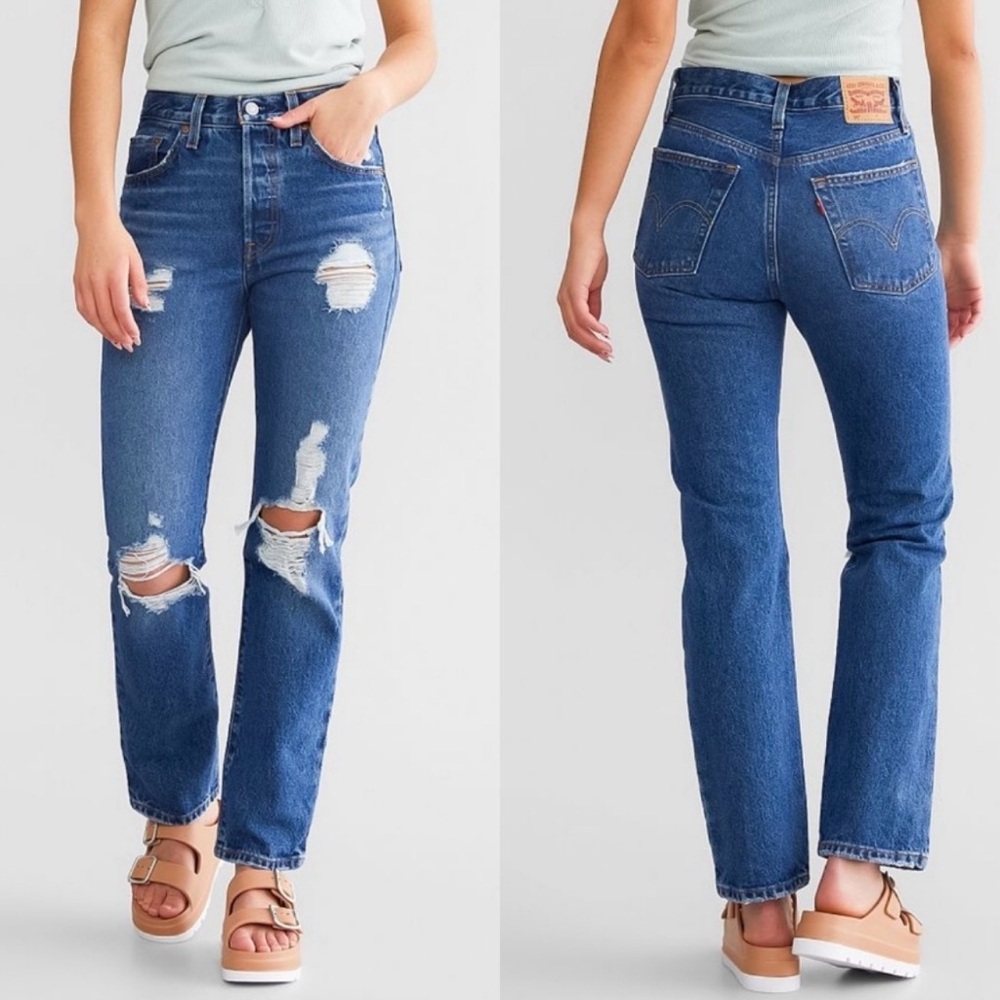 LEVI’S 501 Original Fit Distressed Button Fly Jeans Women’s Size 27